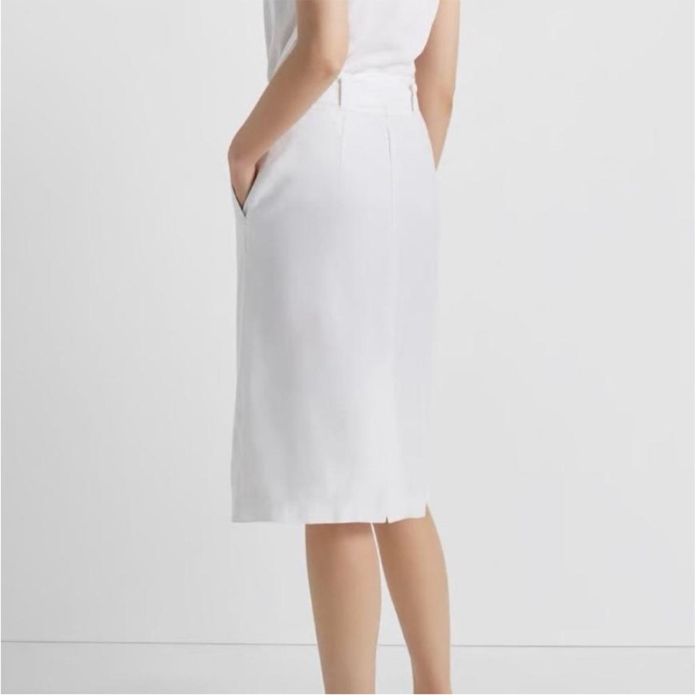 Club Monaco White Linen Blend Midi Skirt with Belt - Picture 2 of 10
